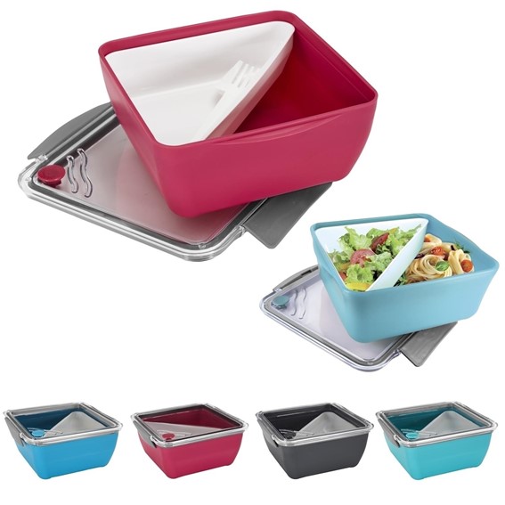 Lunch Box DIVIDED z Widelcem 2,6l Różowy