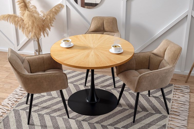 Stół ST33-FX fi100 Dąb Naturalny/Czarny