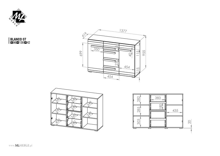 Komoda BLANCO 07 Sosna Śnieżna