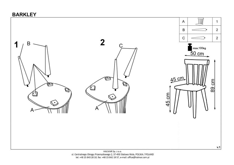Krzesło BARKLEY Białe