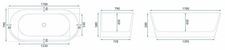 Wanna Przyścienna VENETA 170 Biały