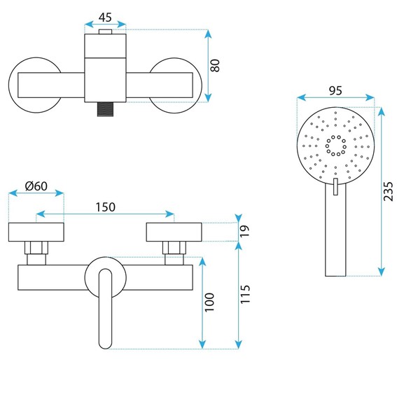 Bateria Prysznicowa ONTARIO Tytan