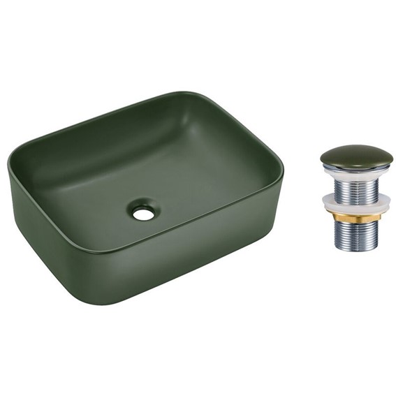 Zestaw Umywalkowy z Korkiem Click-Clack KAMA Zielony Mat