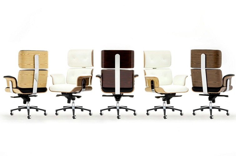 Fotel Biurowy LOUNGE BUSINESS Biały/Orzech