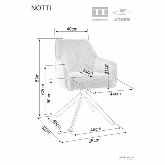 Krzesło NOTTI Leo Camel/Czarny Mat