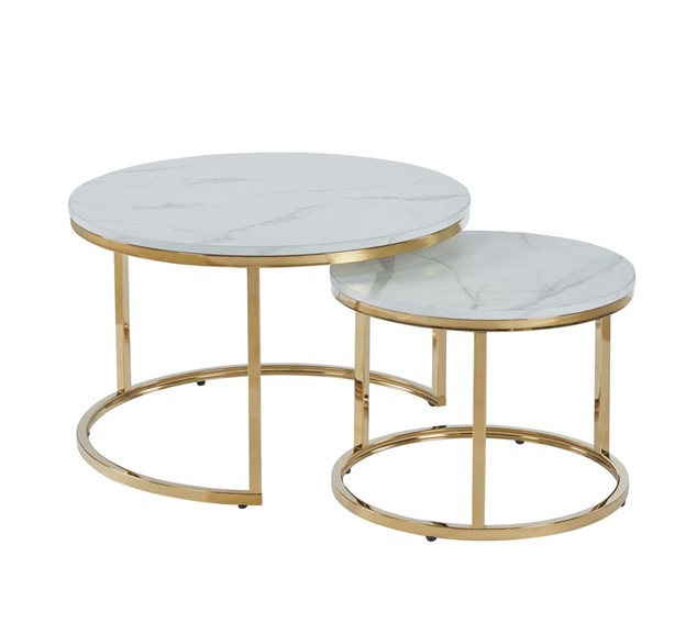 Ława L3-FX (B) fi70 fi50 Biały Marmur/Złoty