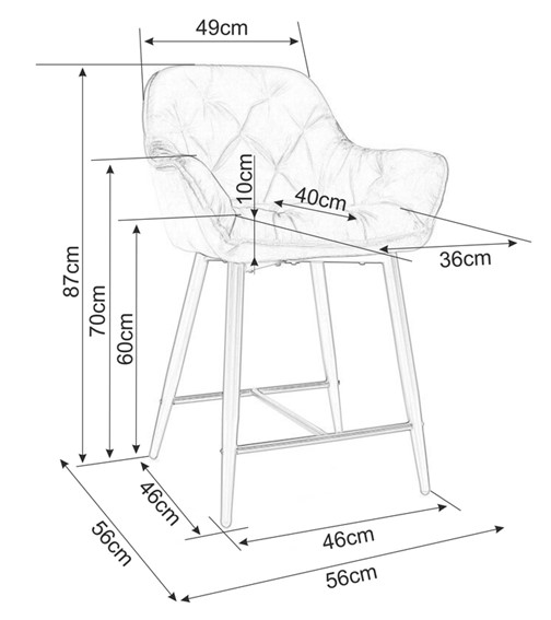 Hoker CHERRY H-2 Velvet 60cm Czarny/Czarny Bluvel 19
