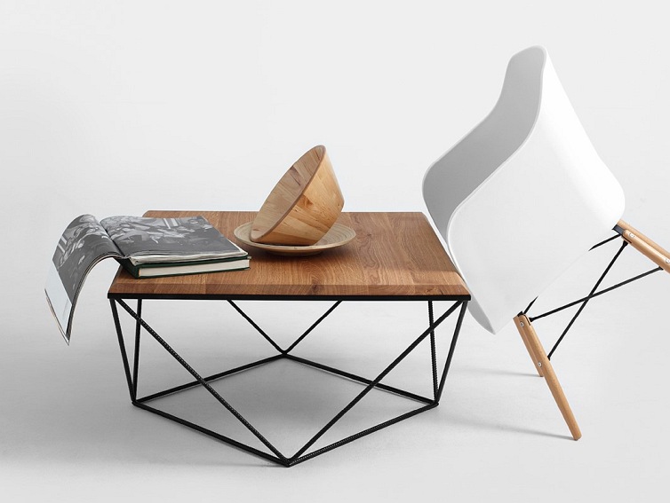 Stolik Kawowy DARYL SOLID WOOD 80 Czarny/Naturalny