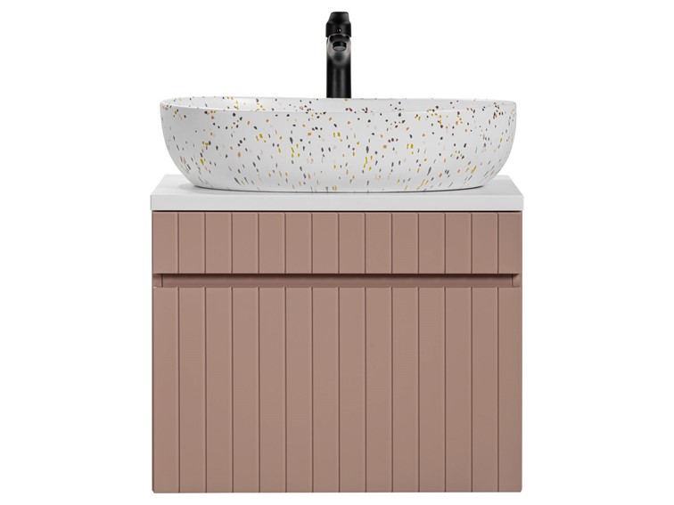 Zestaw ICR B LILI-MW21 60cm (Szafka + Blat + Umywalka) Różowy/Biały