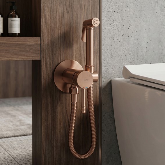 Bateria Bidetowa LUNGO LOOP DIAMOND Miedź Szczotkowana