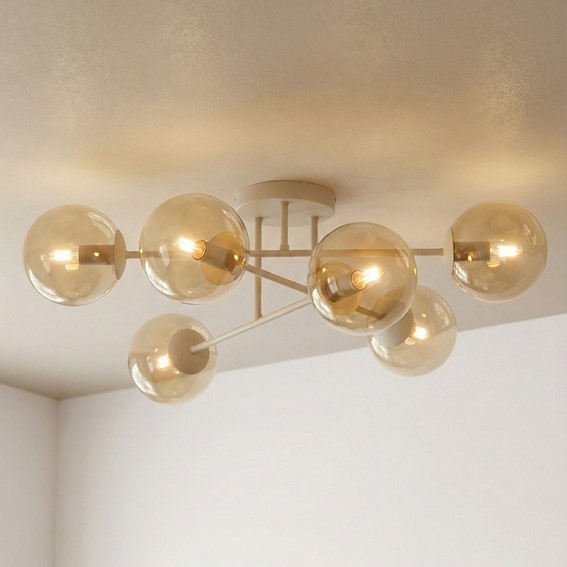 Lampa Sufitowa ROMA 6 Beżowy/Bursztynowy