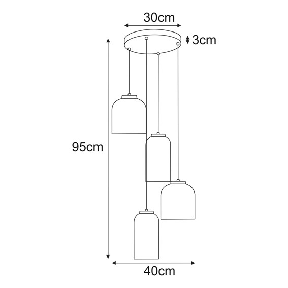 Lampa Wisząca INGA K-5637 Bursztynowy/Grafitowy/Czarny
