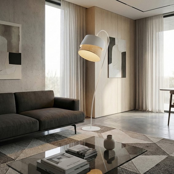 Lampa Podłogowa CANVA LP1 Biały/Naturalny