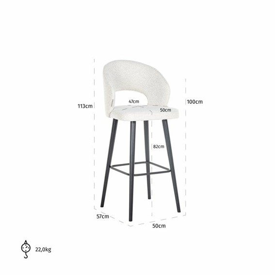 Krzesło Barowe SAVOY BOUCLE 82 Białe