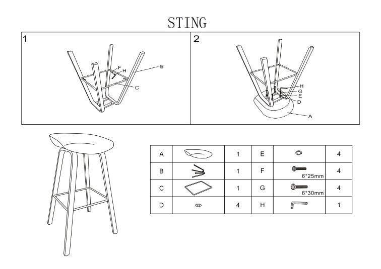 Hoker STING Dąb/Biały