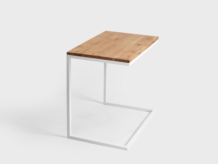 Stolik Lupe Solid Wood 60x40x60 Dąb/Biały