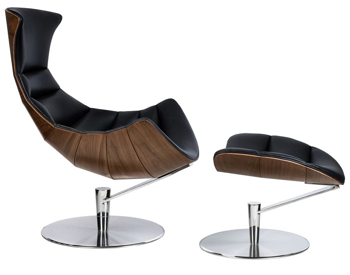 Fotel z Podnóżkiem Hommer 84x73x115 Czarny/Brązowy