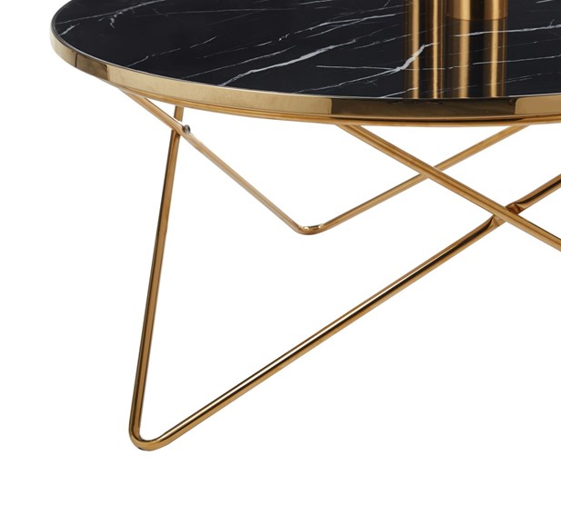 Ława L12-FX (G) fi80 Czarny Marmur/Złoty