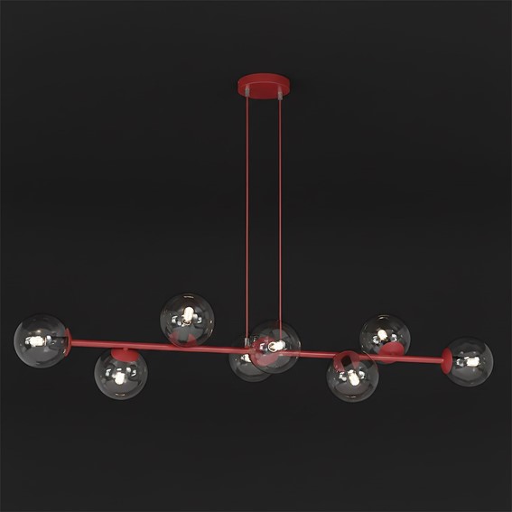 Lampa Wisząca MAGNUS 8 Burgundowy/Transparentny