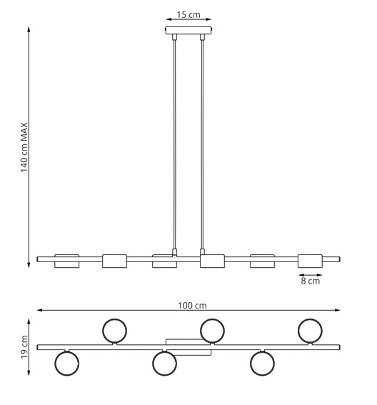 Lampa Wisząca SORA 6 Czarny