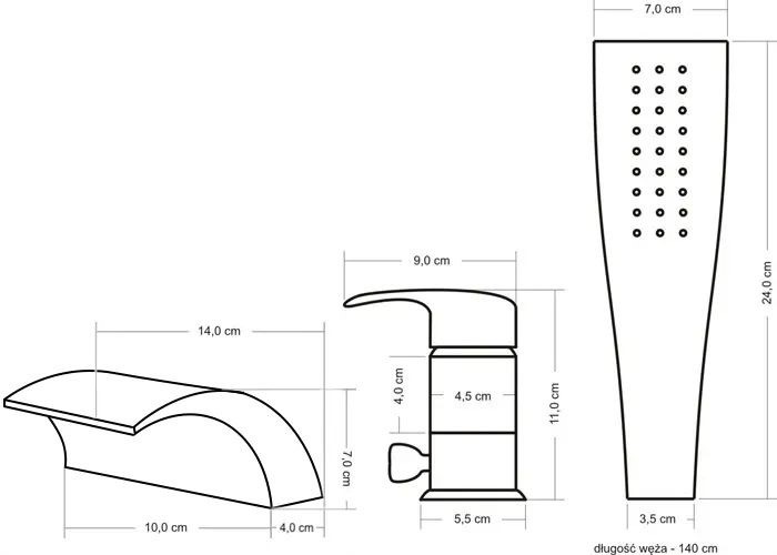 Bateria Wannowa RIVEN Złoty Szczotkowany