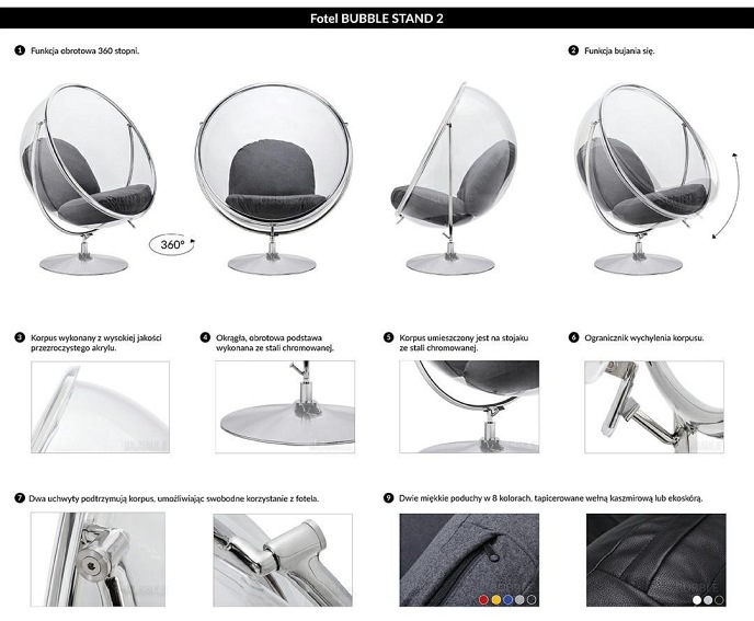 Fotel BUBBLE STAND 2 Poduszka Czerwona
