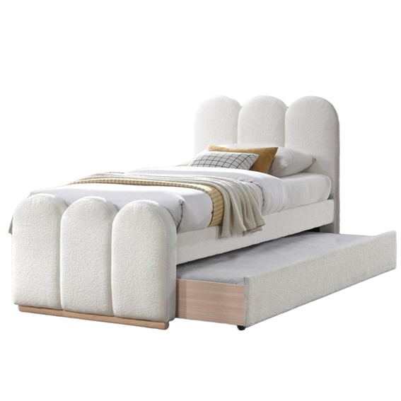 Łóżko MACARENA z Wysuwanym Materacem 90x200 Kremowy