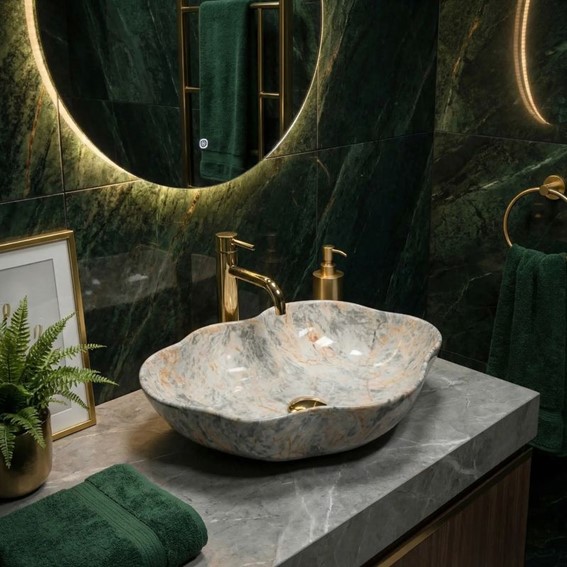 Umywalka Nablatowa PEARL RUSTSTONE Beżowy