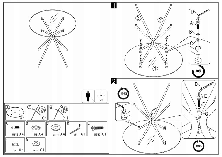 Stół AZALIA fi80 Trans./Złoty
