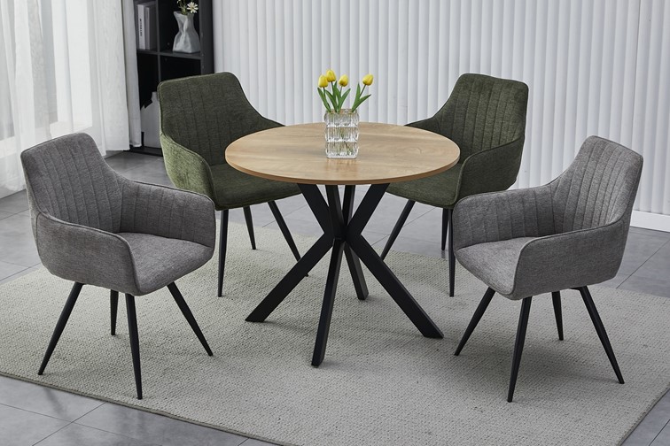 Stół TALIA II fi90 Czarny/Dąb