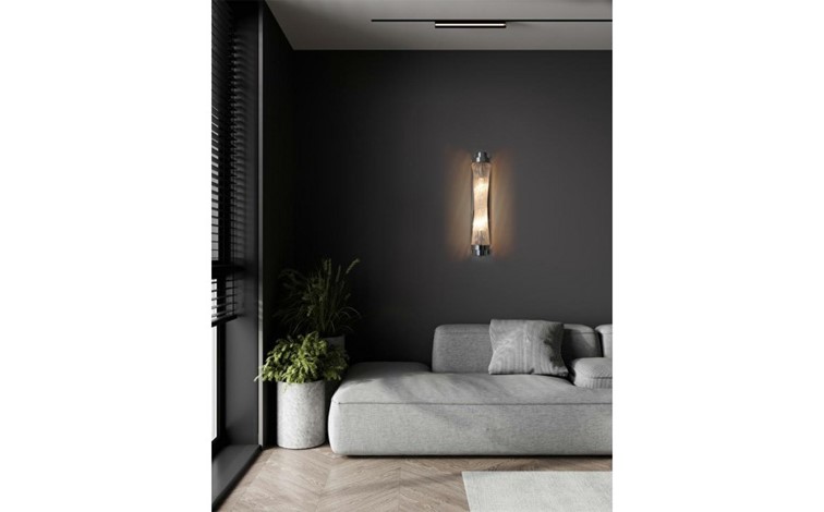 Lampa Ścienna COLUMN 60 Srebrny/Transparentny