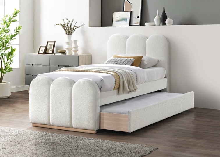 Łóżko MACARENA z Wysuwanym Materacem 90x200 Kremowy