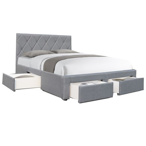 Łóżko BETINA z Szufladami 140x200 cm Popielaty