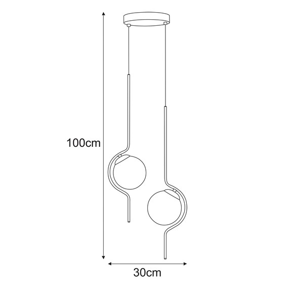 Lampa Wisząca VELA K-5337 Czarny/Bursztynowy