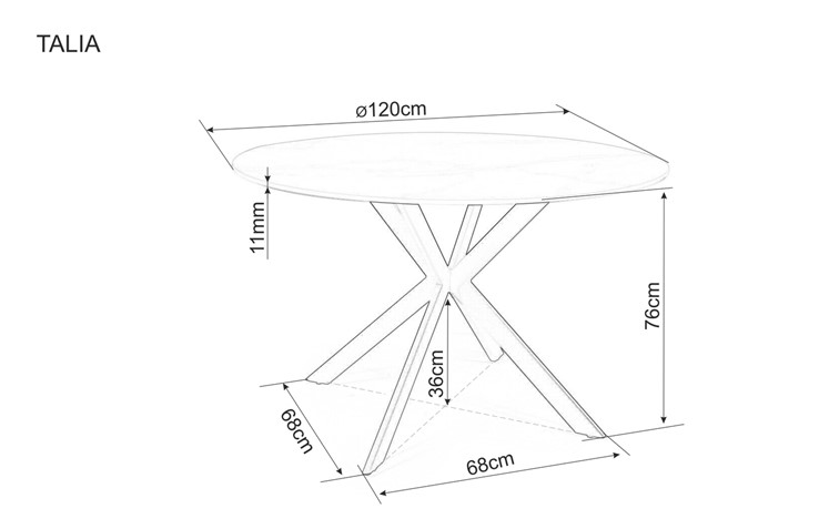 Stół TALIA fi120 Czarny/Biały