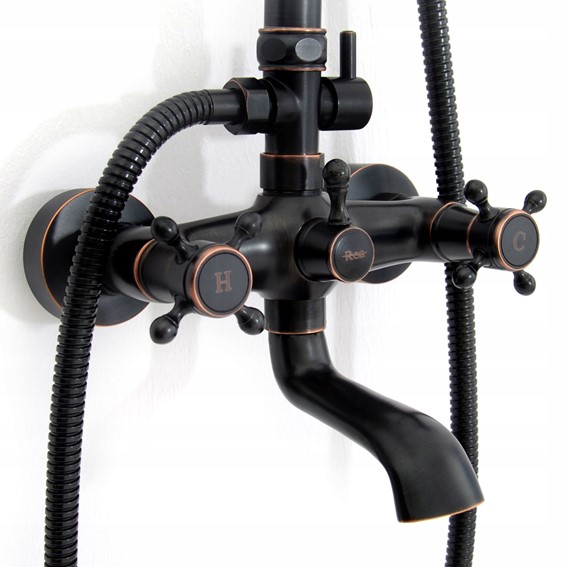 Zestaw Natryskowy RETRO Czarny Przecierany