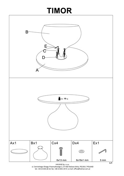 Ława TIMOR fi70 Orzechowy/Czarny