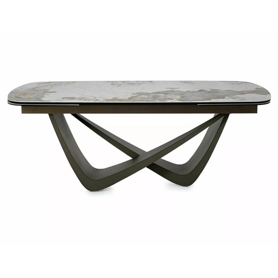 Stół Rozkładany MARANELLO Ceramic (290-200)x98cm Biały/Miedziany