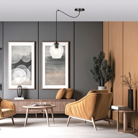 Lampa Wisząca LEVEL 1 Czarny/Transparentny