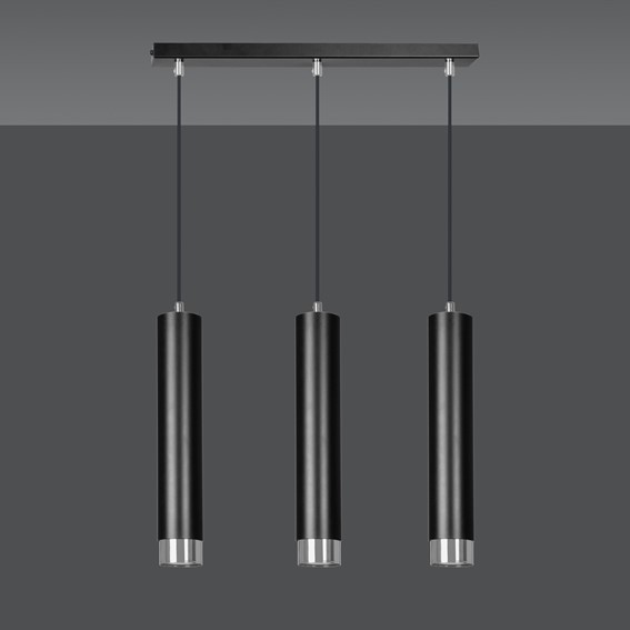 Lampa Wisząca KIBO 3 Czarny/Chrom
