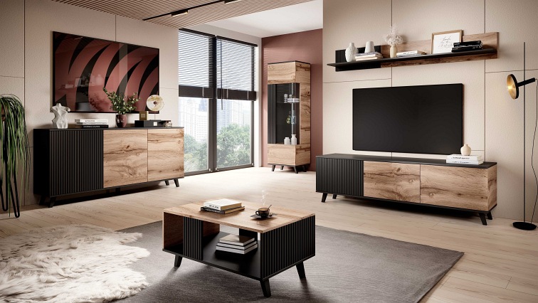 Szafka Random RTV-2 40x180x52 Dąb Wotan/Czarny