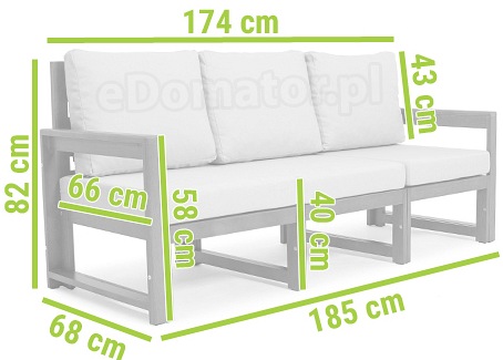 Sofa Ogrodowa MALTA 3-Osobowa Brązowy/Grafit