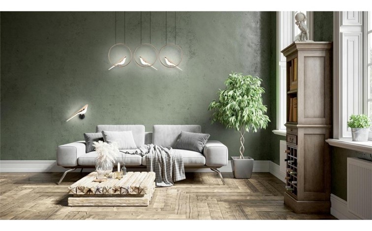 Lampa Ścienna BIRD Złoty/Czarny/Biały