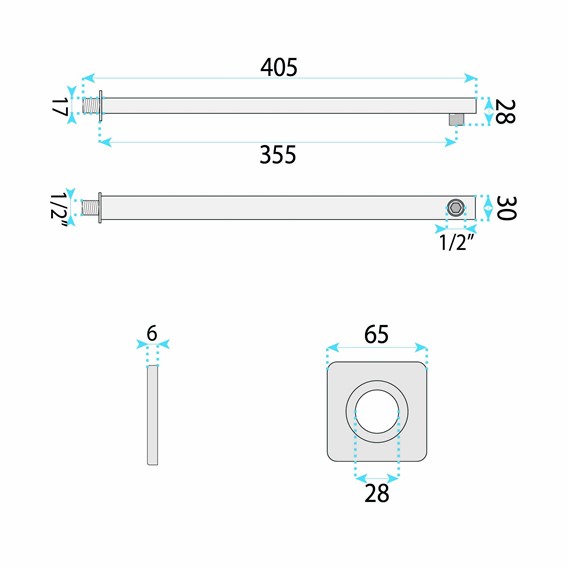 Ramię Do Deszczownicy Kwadratowe JS-9022B 40cm Czarny