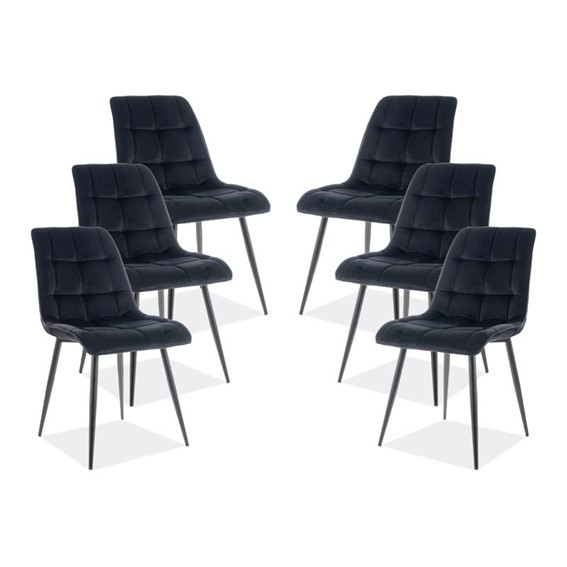 Zestaw 6x Krzesło CHIC Velvet Czarny/Czarny