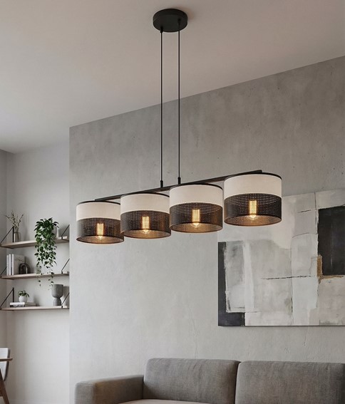 Lampa Wisząca KARBON 4 Czarny/Szary