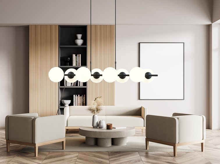 Lampa Wisząca RORY 8 Czarny/Opal