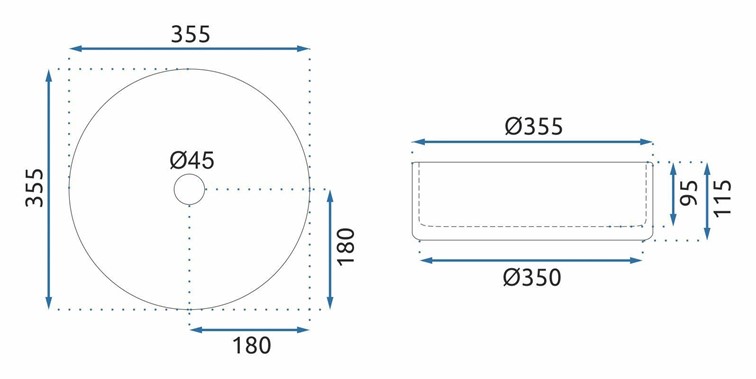 Umywalka Nablatowa CRISTAL 35 Szary