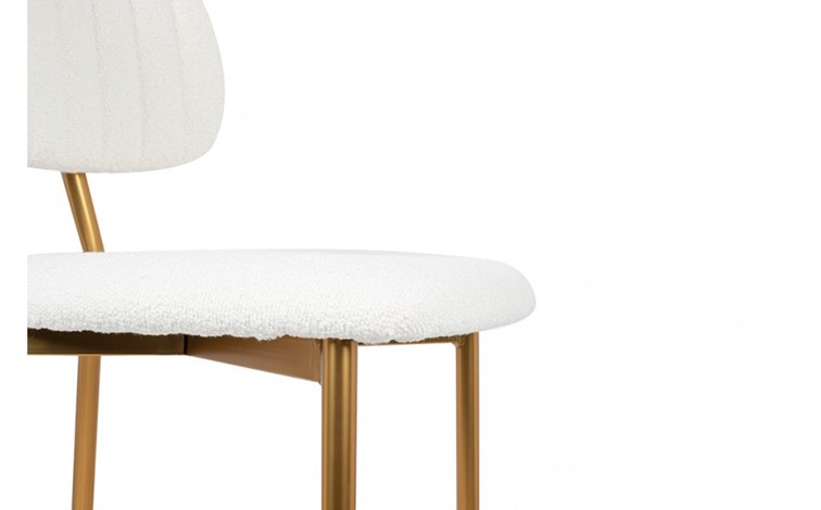 Krzesło Barowe FABIOLA BOUCLE Biały/Złoty