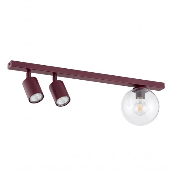 Lampa Sufitowa BASTER 3 Burgundowy/Transparentny